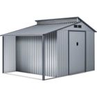 HABITAT ET JARDIN Abri de jardin métal avec pergola "Madras" - 9.12 m² - 257 x 355 x 237 cm - Gris