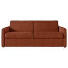 LOUNGITUDE Canapé convertible express 3 places AGATHE 140x190cm en velours côtelé - Terracotta - Matelas 13cm - L178 x P96 x H88cm -
