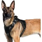 RABBITGOO Harnais Chien Anti Traction, Harnais Tactique Chien Réfléchissant Réglable avec Poignée et Anneaux pour Entraînement Chasse Noir-XL