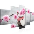 Runa art Tableau Décoration Murale Fleurs de Feng Shui 200x100 cm - 5 Panneaux Deco Toile Prêt à Accrocher 500151a