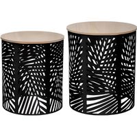Set de 2 tables à café - Design feuille - AC-DÉCO - Noir - Asymétrique - Contemporain - Aspect bois