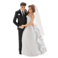 1 Couple de mariés: se tenant la main 14.2cm REF/13208 (Figurine résine gâteau mariage)