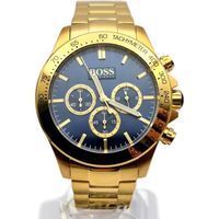 Montre Hugo Boss bracelet  or cadran bleu pour homme Acier inoxydable luxe Quartz IKon Chronographe sport imperméable  HB1513340