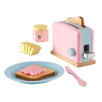 KidKraft - 8 Accessoires pour petit déjeuner en bois pour cuisine enfant dont un mixeur, un rouleau et 2 cookies inclus - Pastel