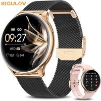 KIQULOV Montre Connectée Femme avec Appel Bluetooth 1.32'' Smartwatch Femme avec 120+ Sport SpO2/Étanche/Sommeil/Android iOS Or