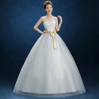 bleu S robes de mariée 2021 nouveau bustier de mariage de style coréen robe de mariée fine en dentelle de gros fleurie pour la m