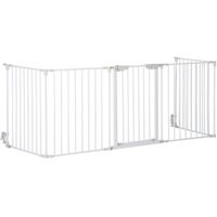 PawHut Barrière de sécurité parc enclos chien modulable pliable porte intégrée 300L max. x 74,5H cm métal PP blanc