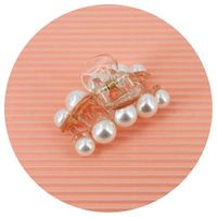 Pince cheveux crabe perles 4,5cm couleur claire - RC006295