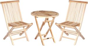 Ensemble table et chaise de jardin Ensemble 3 Pièces pour Balcon en Teck Chaise Plian