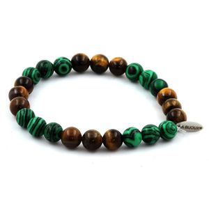 Bracelet Homme Femme En Pierre Malachite - BRICAF, 8mm, Réglable, Cadeau Bijou Naturel