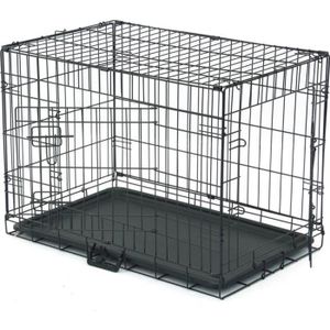 CAGE Cage pour Chiens en métal avec 2 portes pour chien - 75 x 47 x 52.5 cm - Noir