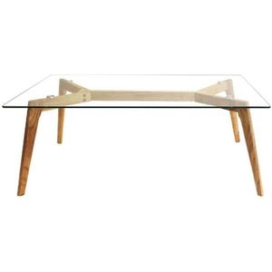 TABLE BASSE Table Basse Rectangulaire Plateau Verre - ALTOBUY - Verane - Bois massif - Contemporain - Design