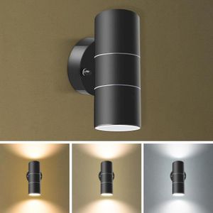 APPLIQUE EXTÉRIEURE Applique Murale Extérieure - LAMPION - Acier Inoxydable - 2x8W LED - Noir