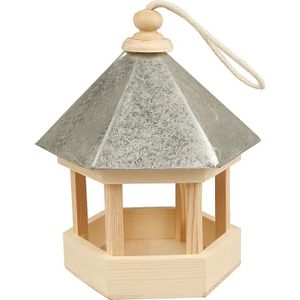 MANGEOIRE - TRÉMIE Mangeoire traditionnel pour oiseaux, hexagonale et solide avec toit en zinc et système d'accrochage.  réf 577300