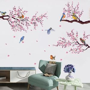 wondever Stickers Muraux Fleurs de Cerisier Rose Autocollants Muraux Mural  Stickers Branche Fleurs Arbre Oiseaux pour Chambre Salon Mur TV :  : Bébé et Puériculture