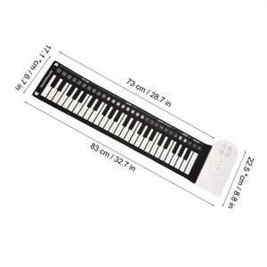 CLAVIER MUSICAL Garosa Piano jouet Clavier électronique portable à 49 touches à la main enroulant le piano pour les enfants débutants (blanc)