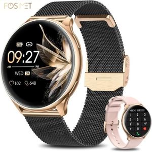 MONTRE CONNECTÉE KIQULOV Montre Connectée Femme avec Appel Bluetooth 1.32'' Smartwatch Femme avec 120+ Sport SpO2/Étanche/Sommeil/Android iOS Or