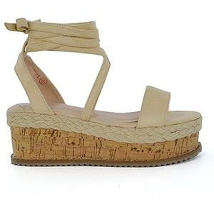 espadrilles compensées rouge à lacets