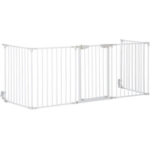 ENCLOS - CHENIL PawHut Barrière de sécurité parc enclos chien modulable pliable porte intégrée 300L max. x 74,5H cm métal PP blanc