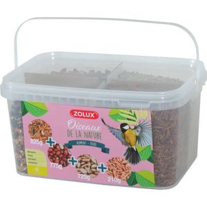 GRAINES Mix premium 4 variétés  graines et vers de farine, Seau de 2.5 kg pour oiseaux - Zolux 20 Multicolor