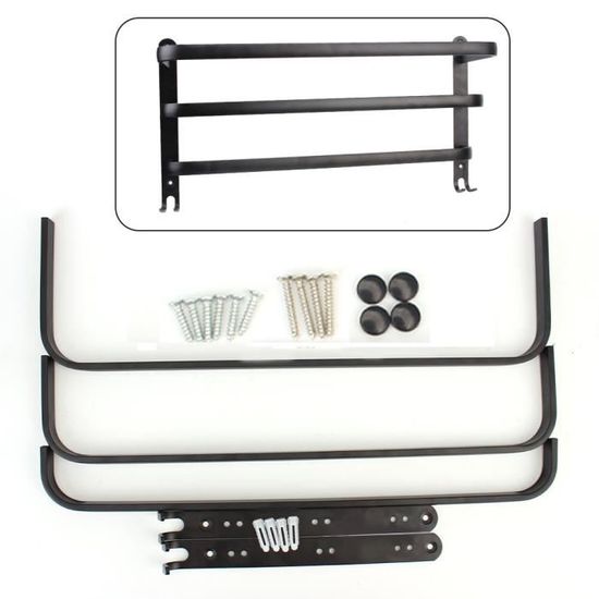 Porte-Serviettes Murale En Aluminium Double Couche 50 Cm - Étagère Salle De Bain, Hôtel, Cuisine, Blanc - 7