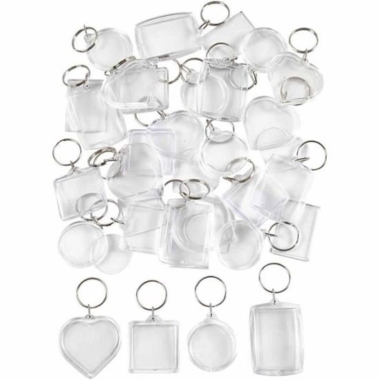 Porte-clés Inscriptibles – Lot De 10 Ou 20 – 8 Couleurs – Plaque Plastique 5,6x3 Cm – Avec Anneau Métal Et Fenêtre - 3