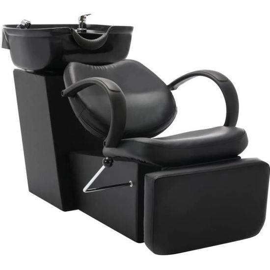 1136[GREAT]Chaise de salon avec lavabo,Chaise de Shampoing Chaise fAUTEUIL de Coiffure Noir Similicuir TAILLE:(128-150) x 60 x 82 cm