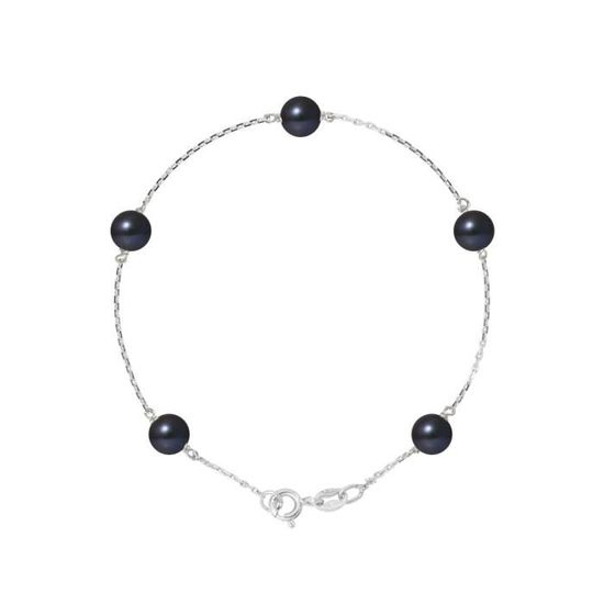 Bracelet En Perles Noires - Marque Perlinea - Or 9 Carats - Neuf Avec Étiquettes