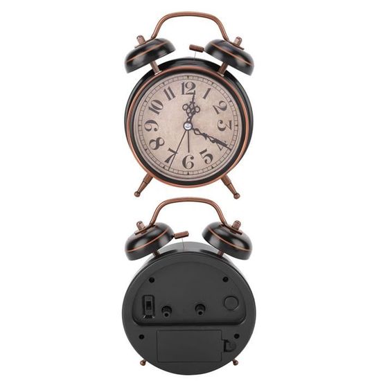 Lot De 2 Réveils Mécaniques Vintage Dorés – Réveil Manuel Métal Rétro Pour Gros Dormeurs – Design Fer à Cheval Élégant