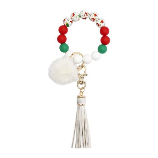 Porte-clés Bracelet Silicone Perlé - Porte-clés Portable Pour Maison Et Voiture - Neuf