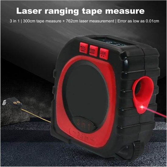 3-en-1 numérique multifonction ruban à mesurer infrarouge laser mètre de distance outil de mesure télémètre rouleau cordon mode