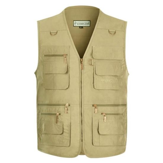 Gilet Sans Manches Multi-poches Reporter Taille 3XL (XXXL) - Beige - Coton - Neuf Avec étiquettes