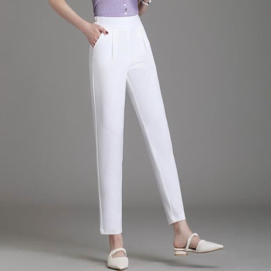 Pantalon carotte blanc femme sales