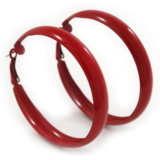 Boucles D’oreilles Pampilles Or Et Rouge – Percées, Style Fantaisie, Bon état