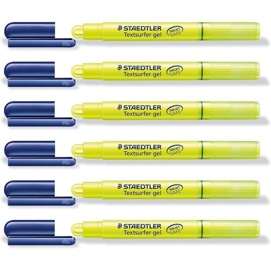 Lot De 6 Surligneurs Avec Poignée En Caoutchouc - Pointe Conique 2-5 Mm, Encre à Base D'eau - Pour Bureau, école Ou Maison - 6