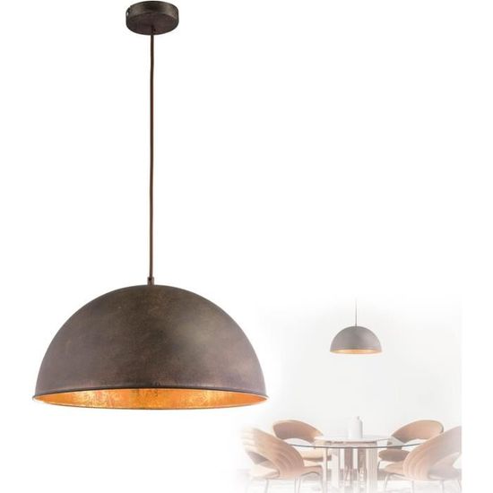 Suspension Vintage Hofstein – Métal Et Bois – Noir/Marron – 1-3 Lumières