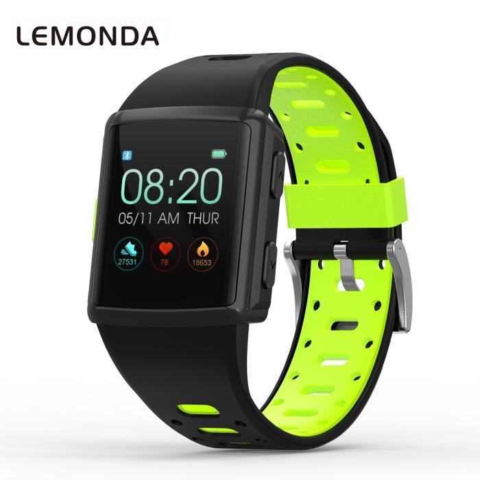 GPS Montre Intelligente Bracelet de Homme Femme 1,3 Pouce HD IPS Écran Six Watchfaces Suivi De L'activité En Temps Réel - Vert-Noir