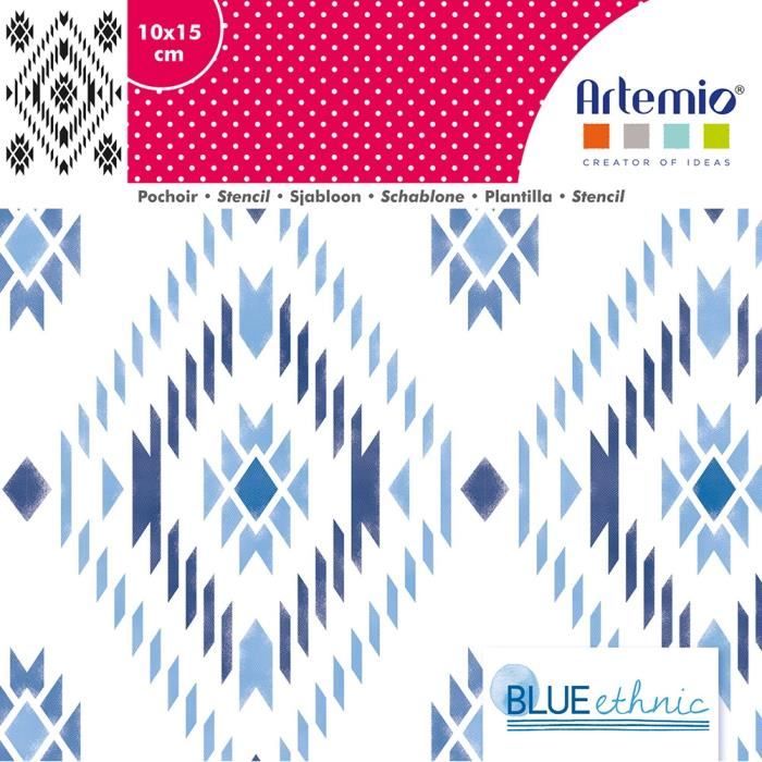 Pochoir 10x15 cm Blue Ethnic Navajo - Artémio {couleur}