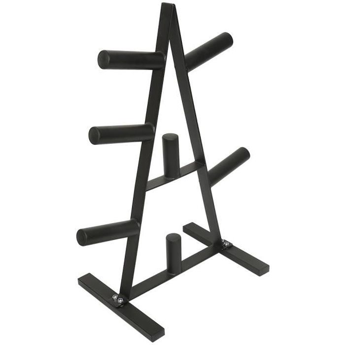 Support Haltères Repose-Barre Présentoir Disques de Poids Charge env. 200 kg 92 * 52,5 * 39 cm HOMPOT Rack de Rangement