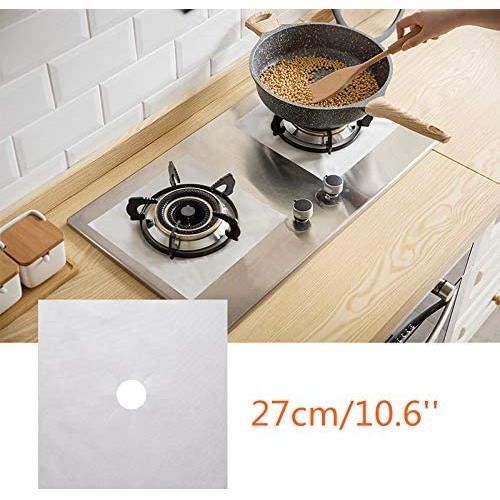 Protection Cuisinière à Brûleurs Gaz, Anti-adhésif Réutilisable Protection Cuisinière Protection Gazinière - Argenté, Pack de 8, 27