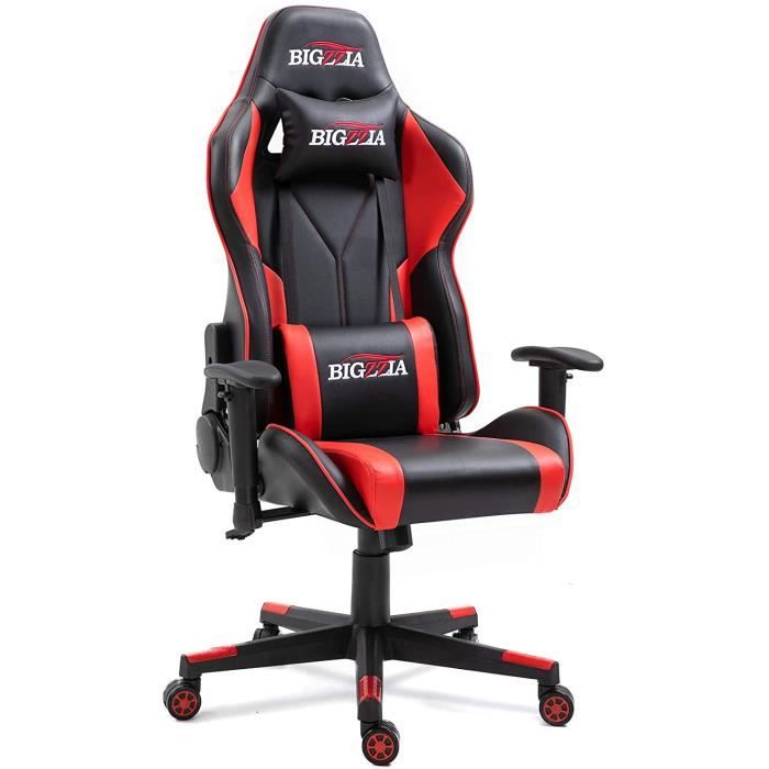Chaise gamer chaise de bureau fauteuil ergonomique avec coussins - rouge