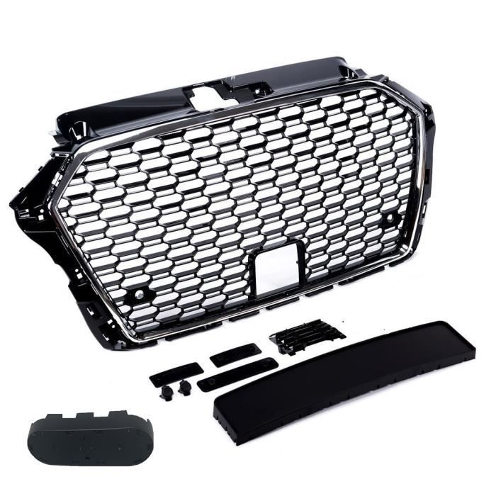 CALANDRE CHROME ET NOIR BRILLANT LOOK RS3 POUR AUDI A3 ET S3 8V PHASE 2 DE 05/2016 A 2019