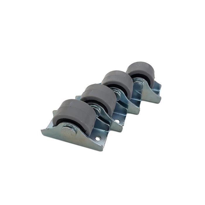 Lot de mini-roulettes de 25 mm en caoutchouc et plastique fixées dans un écrin pivotant en métal - Pour meubles, appareils électro-m