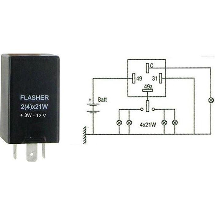 CENTRALE CLIGNOTANTE DIN 12V-2(4) 21W