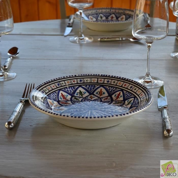 Assiette creuse Méditerranée bleu - D 24 cm