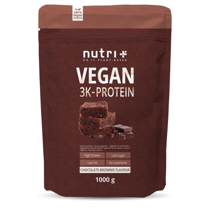 NUTRI-PLUS SHAPE & SHAKE 3K PROTEIN - Poudre de protéines végétaliennes - BROWNIE AU CHOCOLAT - PROTEINES - 1000g