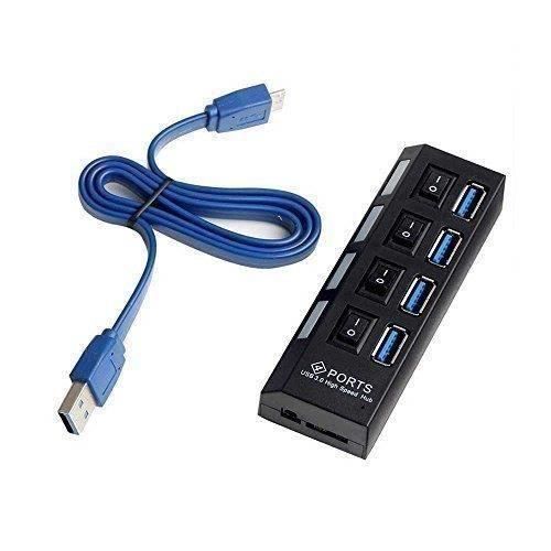 Multiprise USB 3.0 avec 4 ports avec indicateur LED et interrupteurs individuels pour economiser l'énergie