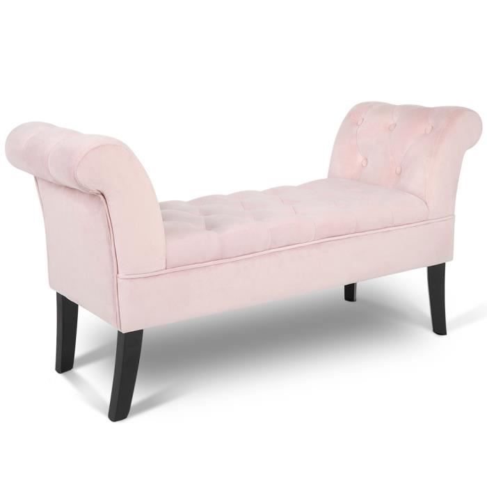 Banc Banc avec coussins Banc velours rembourré Ottoman Rose -PAI