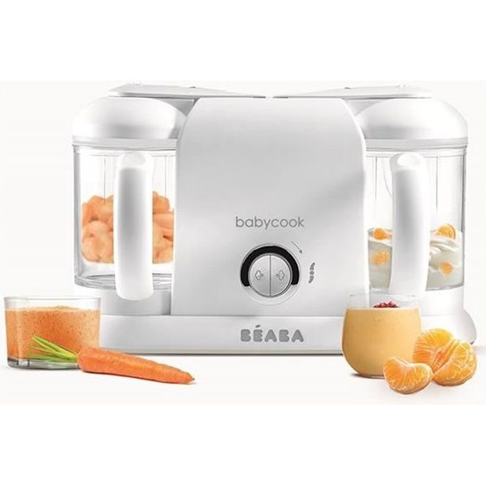 BEABA, Babycook Duo, Robot bébé 4 en 1, Cuiseur, Mixeur, Contenance XXL 2200 ml - Blanc