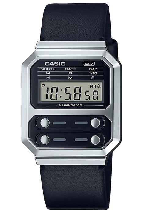 Casio- Montre Mixte - Quartz - Digital - Bracelet Cuir Noir - A100WEL-1AEF